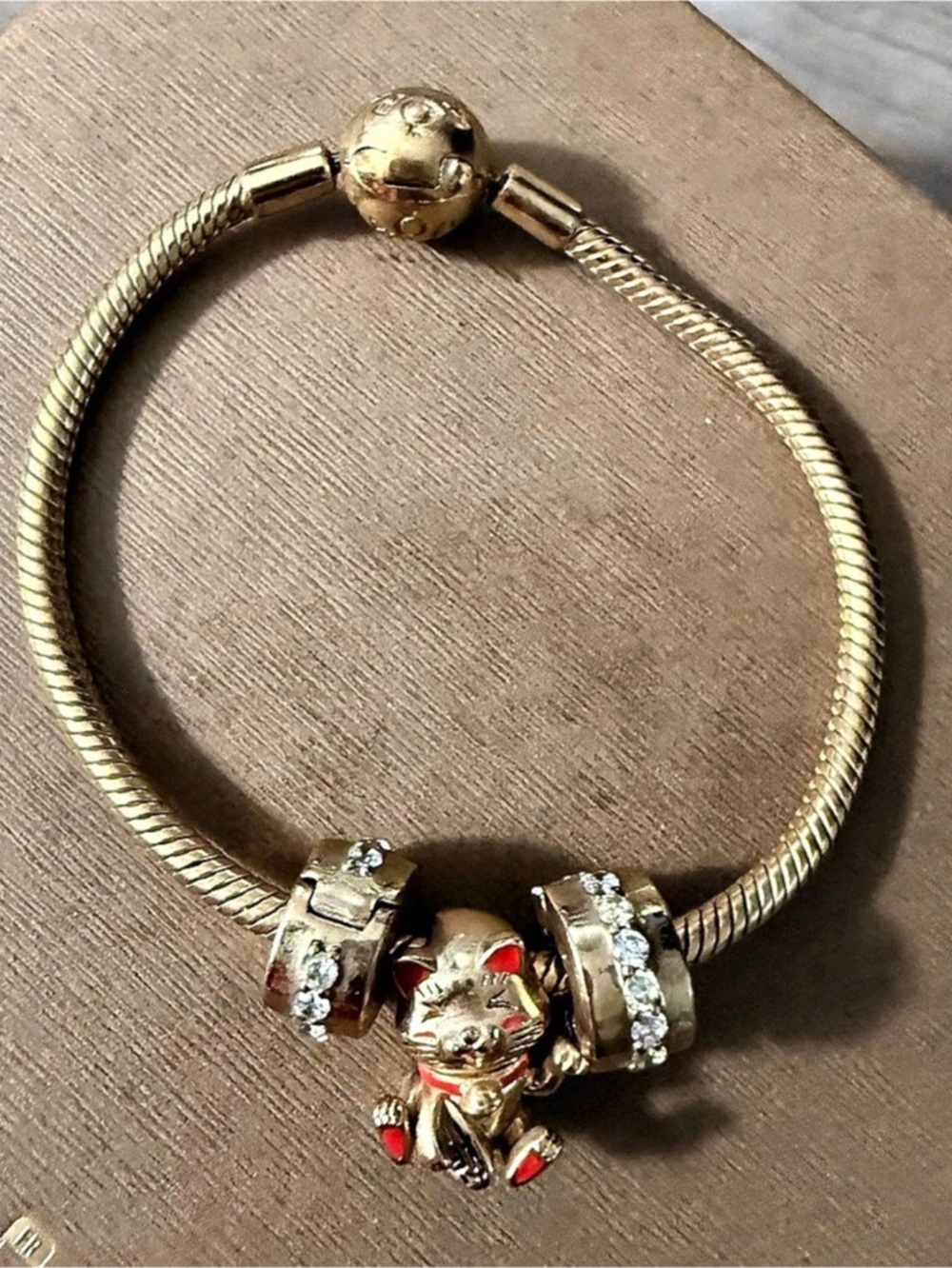 Pandora Gold-Tone Charm Bracelet- Charms Included